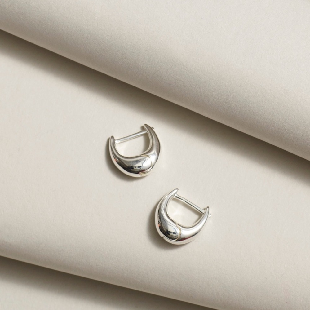 NWT Madewell Puffy Crescent Hoop Earrings - Sterling Silver
